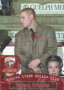 2002-03 M&T Printing Guelph Storm (OHL) #28 Jason Brooks Front