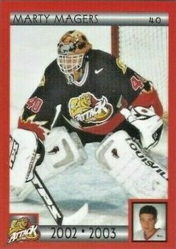 2002-03 Cartes, Timbres et Monnaies Sainte-Foy Owen Sound Attack (OHL) #NNO Marty Magers Front
