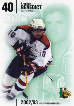 2002-03 Halifax Mooseheads (QMJHL) #19 Brandon Benedict Front