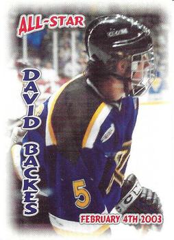 2002-03 Blueline Booster Club Lincoln Stars (USHL) Update #34 David Backes Front