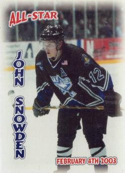 2002-03 Blueline Booster Club Lincoln Stars (USHL) Update #38 John Snowden Front