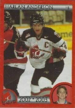 2002-03 Cartes, Timbres et Monnaies Sainte-Foy Moose Jaw Warriors (WHL) #12 Harlan Anderson Front