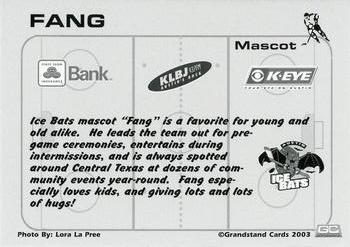 2002-03 Grandstand Austin Ice Bats (CHL) #NNO Fang Back