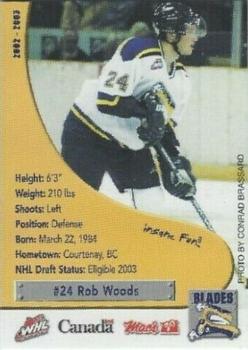 2002-03 Saskatoon Blades (WHL) #4 Rob Woods Front