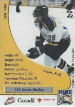 2002-03 Saskatoon Blades (WHL) #11 Adam Huxley Front