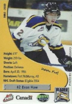 2002-03 Saskatoon Blades (WHL) #25 Evan Haw Front