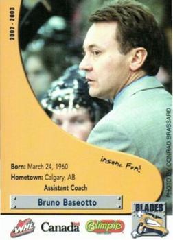 2002-03 Saskatoon Blades (WHL) #29 Bruno Baseotto Front