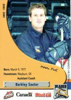 2002-03 Saskatoon Blades (WHL) #30 Barkley Sauter Front