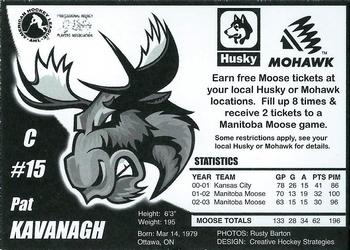 2003-04 Husky/Mohawk Manitoba Moose (AHL) #NNO Pat Kavanagh Back