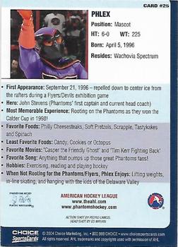 2003-04 Choice Philadelphia Phantoms (AHL) #25 Phlex Back