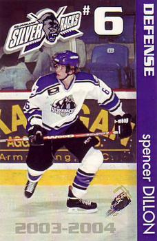 2003-04 Lakeside Printing Salmon Arm Silverbacks (BCHL) #NNO Spencer Dillon Front