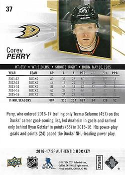 2016-17 SP Authentic #37 Corey Perry Back