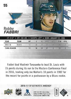 2016-17 SP Authentic #55 Robby Fabbri Back