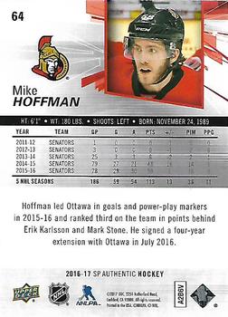 2016-17 SP Authentic #64 Mike Hoffman Back