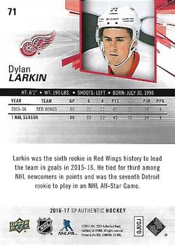 2016-17 SP Authentic #71 Dylan Larkin Back