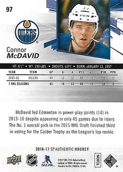 2016-17 SP Authentic #97 Connor McDavid Back