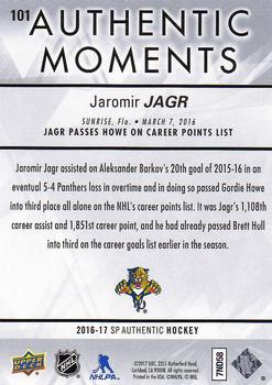 2016-17 SP Authentic #101 Jaromir Jagr Back