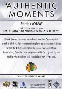 2016-17 SP Authentic #103 Patrick Kane Back