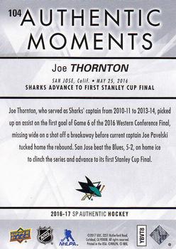 2016-17 SP Authentic #104 Joe Thornton Back