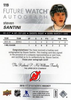 2016-17 SP Authentic #119 Steven Santini Back