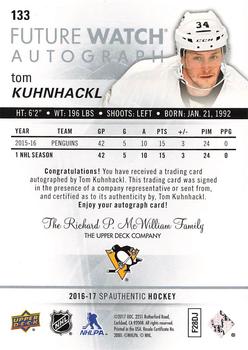 2016-17 SP Authentic #133 Tom Kuhnhackl Back