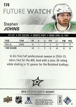 2016-17 SP Authentic #174 Stephen Johns Back