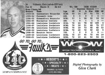 2001-02 Louisiana IceGators (ECHL) #NNO Chris Valicevic Back