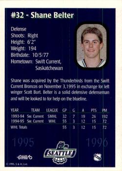 1995-96 Seattle Thunderbirds (WHL) #NNO Shane Belter Back