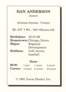 1991-92 Arizona Icecats (ACHA) #NNO Dan Anderson Back