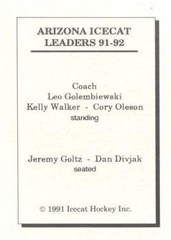 1991-92 Arizona Icecats (ACHA) #NNO Leo Golembiewski / Kelly Walker / Cory Oleson / Jeremy Goltz / Dan Divjak Back