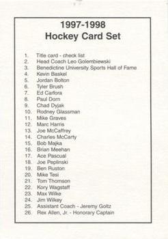 1997-98 Arizona Icecats (ACHA) #NNO Header / Checklist Back