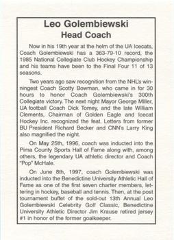 1997-98 Arizona Icecats (ACHA) #NNO Leo Golembiewski Back
