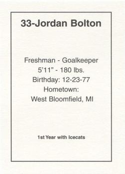1997-98 Arizona Icecats (ACHA) #NNO Jordan Boltan Back