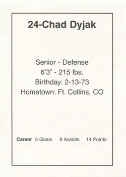 1997-98 Arizona Icecats (ACHA) #NNO Chad Dyjak Back
