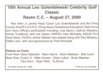 2000-01 Arizona Icecats (ACHA) #NNO Celebrity Golf Classic Back