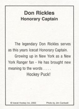 2002-03 Arizona Icecats (ACHA) #NNO Don Rickles Back