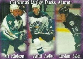 1999-00 Arnold Printing Cincinnati Mighty Ducks (AHL) #4 Jeff Nielson / Antti Aalto / Ruslan Salei Front