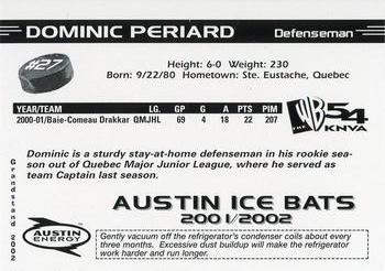 2001-02 Grandstand Austin Ice Bats (CHL) #NNO Dominic Periard Back