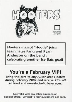 2001-02 Grandstand Austin Ice Bats (CHL) #NNO Hootie Celebrates Back