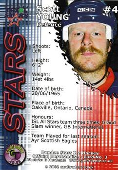 2001-02 Cardtraders Dundee Stars (EIHL) #3 Scott Young Back