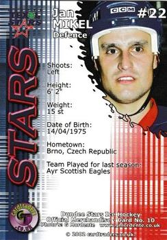 2001-02 Cardtraders Dundee Stars (EIHL) #10 Jan Mikel Back
