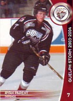 2003-04 M&T Printing Guelph Storm (OHL) #5 Ryan Parent Front