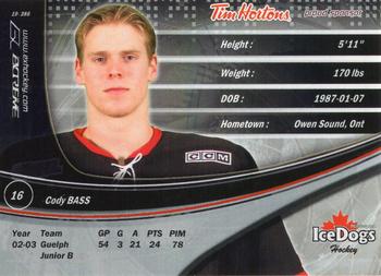 2003-04 Extreme Mississauga IceDogs (OHL) #NNO Cody Bass Back