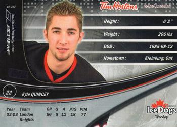 2003-04 Extreme Mississauga IceDogs (OHL) #NNO Kyle Quincey Back