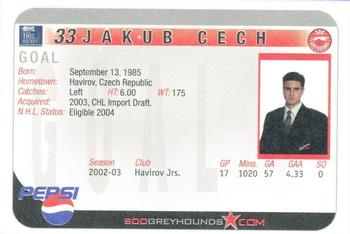 2003-04 Sault Ste. Marie Greyhounds (OHL) #NNO Jakub Cech Back