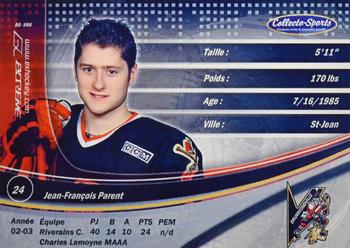 2003-04 Extreme Drummondville Voltigeurs (QMJHL) #19 Jean-Francois Parent Back