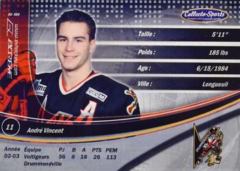 2003-04 Extreme Drummondville Voltigeurs (QMJHL) #22 Andre Vincent Back