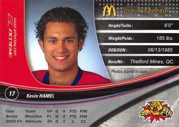 2003-04 Extreme Moncton Wildcats (QMJHL) #NNO Kevin Hamel Back