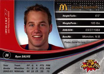 2003-04 Extreme Moncton Wildcats (QMJHL) #NNO Ryan Salvis Back
