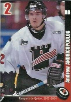 2003-04 Cartes, Timbres et Monnaies Sainte-Foy Quebec Remparts (QMJHL) #NNO Andrew Andricopoulos Front